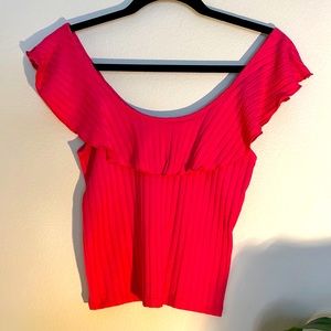 BP size small crop top Coral colored off the shoulder sleeves
